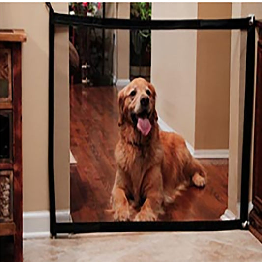 KFX-8123325 Portable Folding Pet Safety Barrier for Doorways and Stairs, Easy to Install Mesh Fence