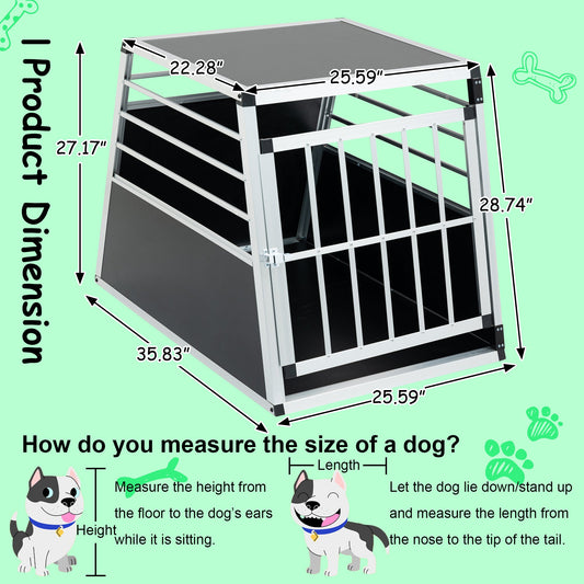 KFX-8125373 Aluminum Pet Transport Case - Travel Carrier for Cats and Dogs, Black and Silver, Stain-Resistant and Ventilated Design