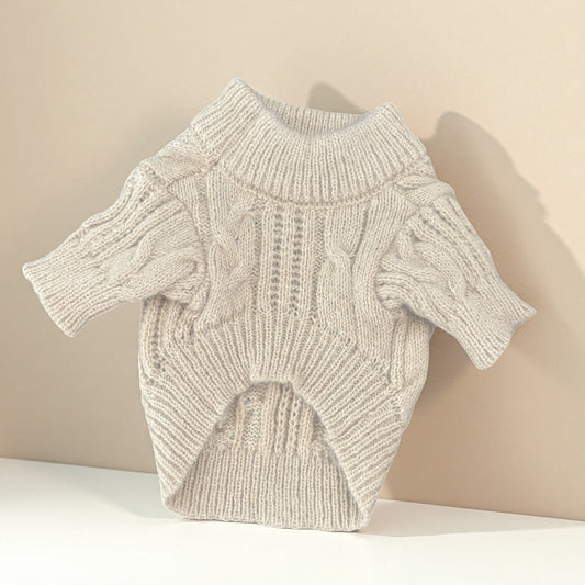 KFX-8127293 Cute Beige Wool Sweater for Pets - Warm Casual Clothing in XS to XL