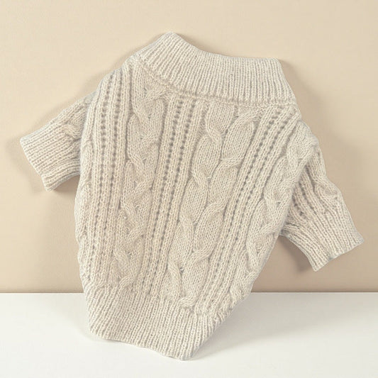 KFX-8127293 Cute Beige Wool Sweater for Pets - Warm Casual Clothing in XS to XL