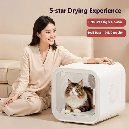KFX-814803 Automatic Pet Hair Dryer with Soothing Window for Dogs and Cats, Eco-Friendly Plastic Design