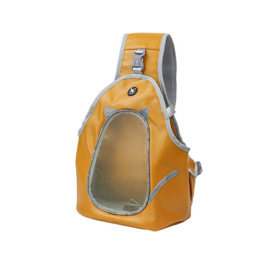 KFX-8150973 Portable Folding Leather Pet Chest Backpack for Small to Medium Pets - Multiple Colors Available