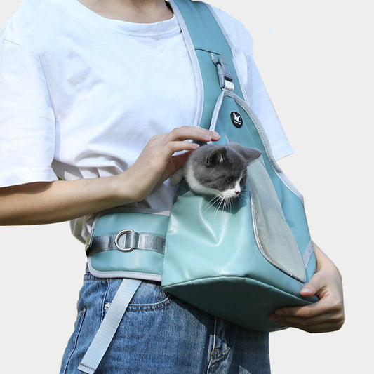 KFX-8150973 Portable Folding Leather Pet Chest Backpack for Small to Medium Pets - Multiple Colors Available