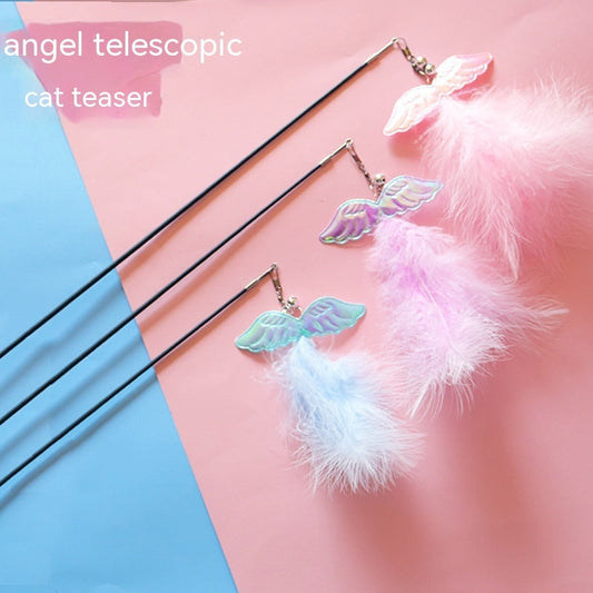KFX-8155325 Interactive Cat Toy Teaser with Plush Feathers and Bells for Boredom Relief