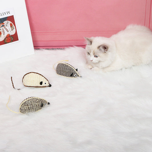 KFX-8162877 Multicolor Sisal Cat Mouse Toy - Set of 3 Fun Playful Toys