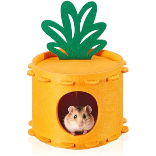 KFX-8164285 Carrot-Shaped Felt Hamster House for Syrian Hamsters and Gerbils - Easy to Clean Hideaway for Sleeping and Hiding