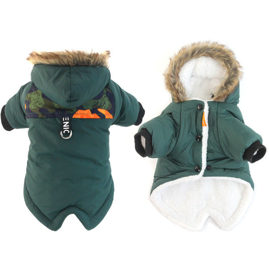 KFX-8168381 Warm Cotton Vest Hoodie for Dogs - Plush Two-Legged Jacket in Multiple Colors and Sizes