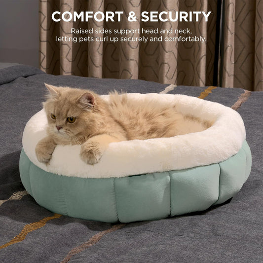 KFX-8175805 Donut Shape Pet Bed for Small Dogs and Cats - Washable with Anti-Slip Bottom