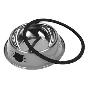 KFX-8182973 Non-Slip Stainless Steel Cat Food Bowls with Removable Rubber Base for Small Cats