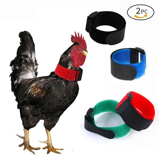 KFX-8189885 Pet Chicken Collar Set - 2-Pack Anti-Cock Ringing Neck Bands for Poultry - Christmas Colors