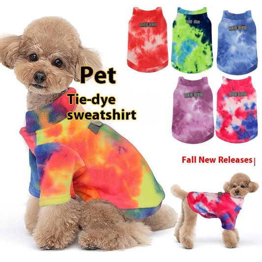 KFX-8192317 Cozy Tie Dye Pet Sweater for Autumn and Winter in Rainbow and Assorted Colors