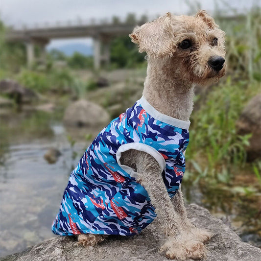 KFX-8192829 Spring and Summer Camouflage Dog Vest - Comfortable Polyester Pet Clothing, Sizes XS to 3XL