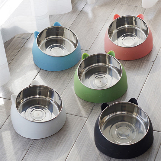KFX-8198973 Ceramic Cat Dog Bowl - Stainless Steel Head Design, 200ML, 400ML & 800ML Options