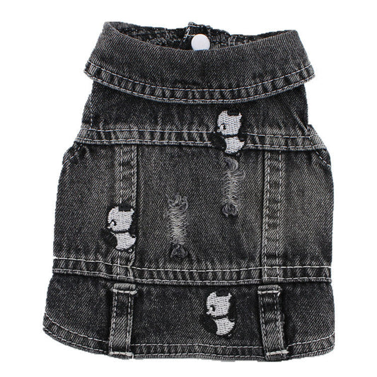 KFX-8203325 Black Ripped Denim Vest for Dogs - XS to XXL Sizes Available