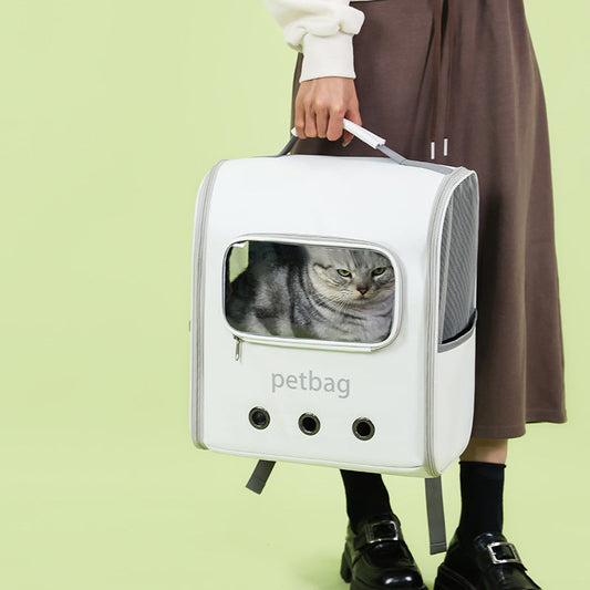 KFX-8210749 Large Capacity Transparent Cat Backpack with Window - Durable PVC Oxford Material, Holds Up to 6.5kg