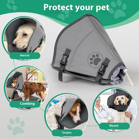 KFX-8235197 Pet Sterilization Adjustable Collar with Anti-Bite Ring, Double Layer, Casual Style, Polyester Material