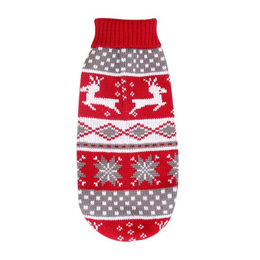KFX-8239293 Christmas Red Reindeer Knitted Turtleneck Sweater for Dogs