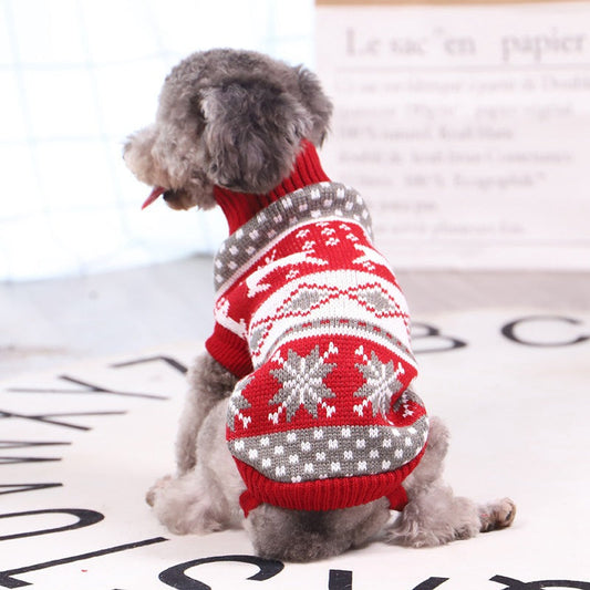 KFX-8239293 Christmas Red Reindeer Knitted Turtleneck Sweater for Dogs