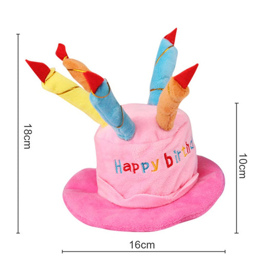 KFX-8239677 Dog Birthday Cake Hat - Adjustable Cloth Design in Blue and Pink
