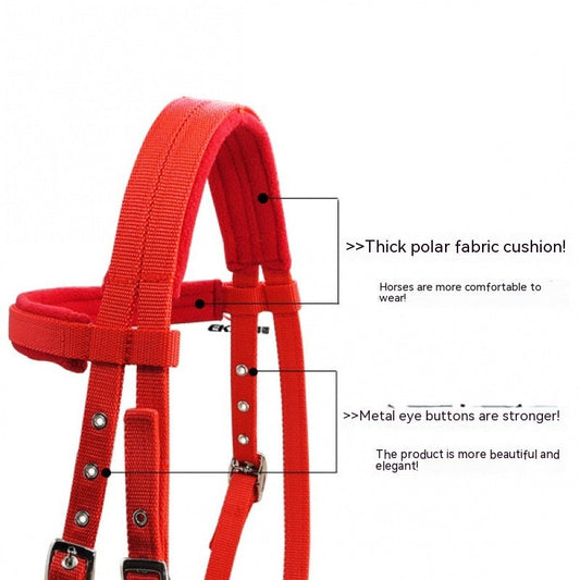 KFX-8241085 Adjustable PP Braid Reins with Plush Cushion for Horses - Available in Red, Blue, Black