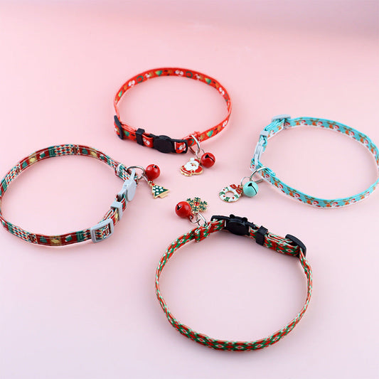 KFX-8243261 Christmas Floral Pattern Pet Collar with Bow Options - Various Designs Available