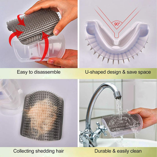 KFX-8250301 Self-Grooming Cat Brush Arch for Shedding and Massage - Interactive Corner Groomer for Dogs and Cats
