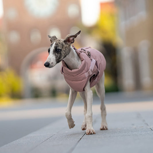 KFX-8251581 Warm Thick Windproof Dog Clothes in Smoke Powder and Khaki Beige – Sizes S to 5XL