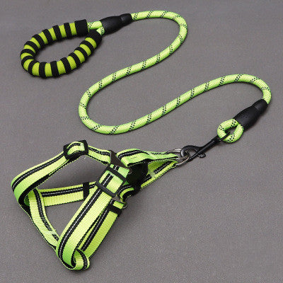 KFX-8273341 Nylon Adjustable Dog Leash and Chest Harness Set in Multiple Colors