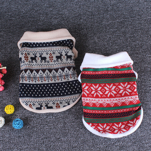 KFX-8277821 Cozy Cotton Jacquard Dog Sweater for Fall and Winter in Black and Red