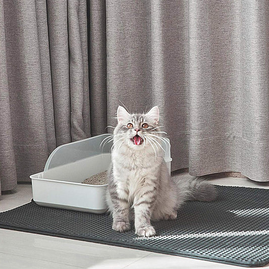 KFX-8292797 Cat Litter Trapping Mat with Honeycomb Double Layer Design, Waterproof and Washable for Easy Cleanup