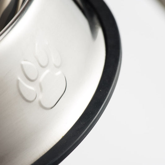 KFX-8297277 Stainless Steel Dog Bowl with Footprint Design - Available in Various Sizes (15cm to 34cm)