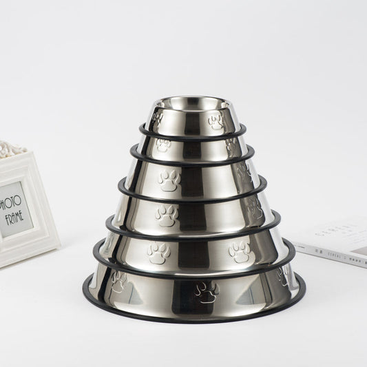 KFX-8297277 Stainless Steel Dog Bowl with Footprint Design - Available in Various Sizes (15cm to 34cm)