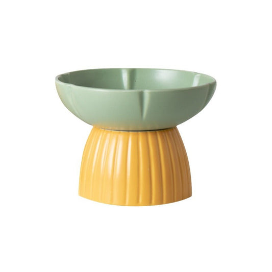 KFX-8303037 Cat Feeding Bowl in Candy Colors - Pink and Green Ceramic Design
