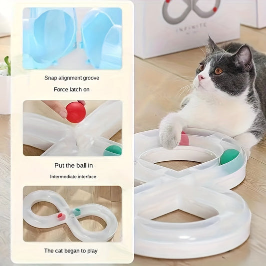 KFX-8315837 Interactive Cat Turntable Track with Teasing Ball for Boredom Relief - Perfect for Kittens and Cats