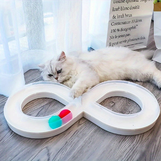 KFX-8315837 Interactive Cat Turntable Track with Teasing Ball for Boredom Relief - Perfect for Kittens and Cats