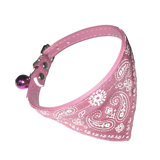 KFX-8331837 Adjustable Floral PU Collar and Burp Cloth Set for Small Dogs
