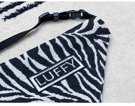 KFX-8335677 Triangle Scarf for Pets - Black and White Herringbone Zebra Pattern, Adjustable Sizes S-XL