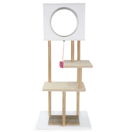 KFX-8339261 Multi-Level Indoor Cat Tree with Dual-Door Condo and Scratching Pads