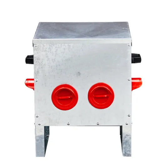 KFX-8345533 Rodent-Proof Automatic Chicken Feeder with 4 Ports - Large Capacity Galvanized Metal Poultry Feeder with Handles and Lid
