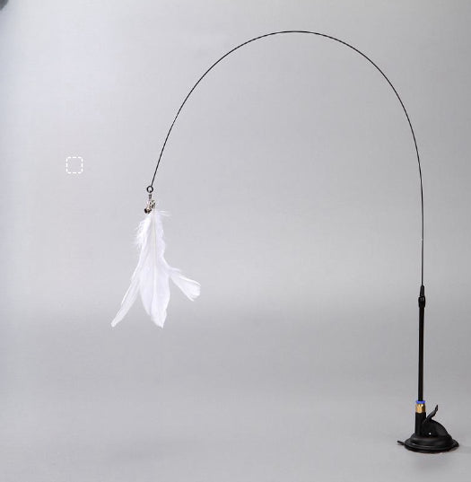 KFX-8346173 Suction Cup Cat Teaser with Steel Wire and Feather Replacement Head for Interactive Play