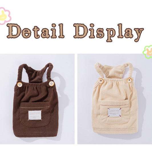 KFX-8349885 Solid-Colored Corduroy Pet Vest with Wool Sherpa Lining for Small Dogs and Cats