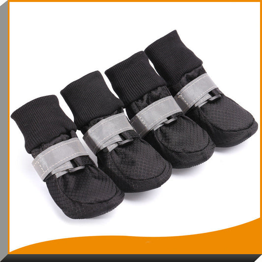 KFX-8363453 Waterproof Dog Walking Shoes with Warm Flannel Lining for Medium and Large Breeds