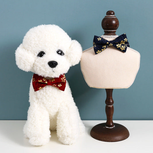 KFX-8380093 Chinese Style Bow Tie Accessories in Red and Blue Floral Pattern for All Seasons