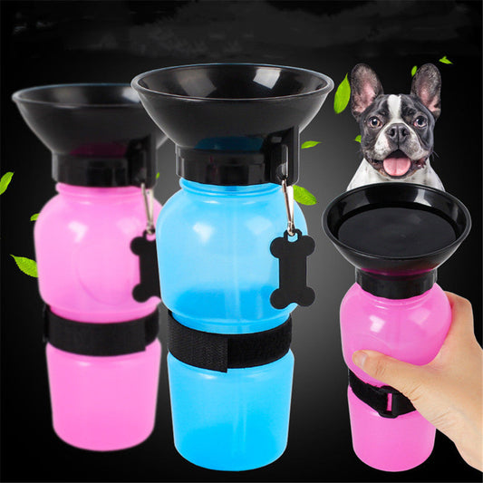 KFX-8389693 Portable Pet Water Bottle with Bowl, 20oz Squeeze Dispenser for Dogs and Cats