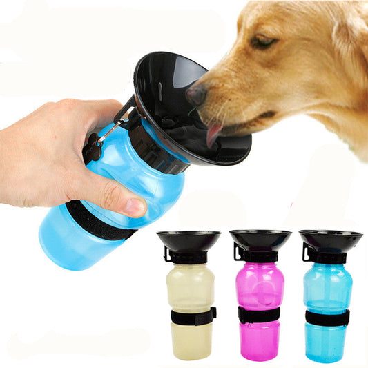 KFX-8389693 Portable Pet Water Bottle with Bowl, 20oz Squeeze Dispenser for Dogs and Cats