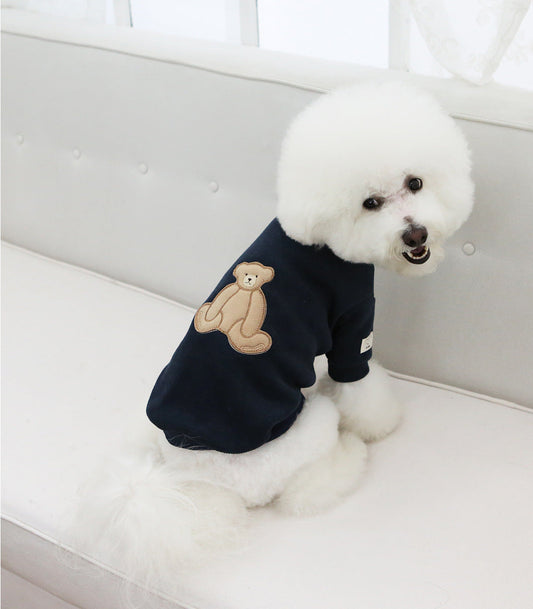 KFX-8408893 Cozy Cotton Knitted Pet Sweater for Dogs in White and Navy Blue, Sizes SM to 3XL