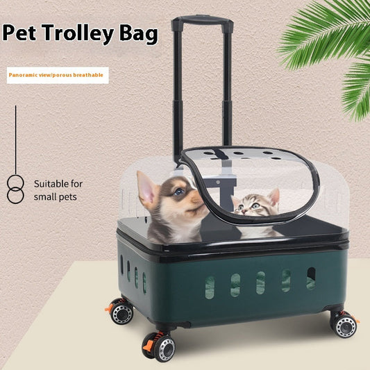 KFX-8413117 Portable Cat and Dog Trolley Bag with Universal Wheels, Breathable Design and Large Capacity for Outdoor Use
