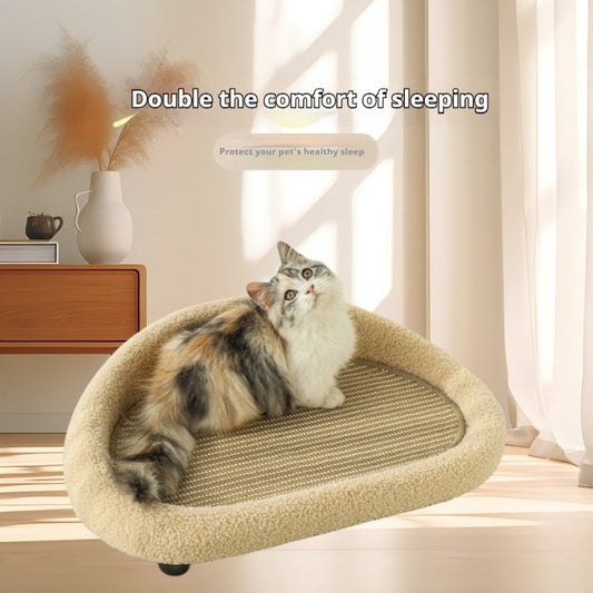 KFX-8416829 Integrated Cat Scratch Board and Sofa with Sisal, Anti-Dandruff, and Scratch-Resistant Features in Buffalo Gray and Emerald Green