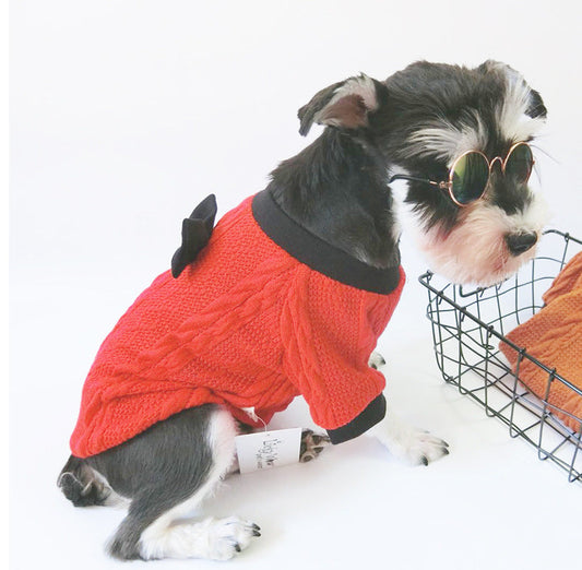 KFX-8422973 Knitted Hoodie Sweater for Small and Medium Dogs - Available in Red and Yellow