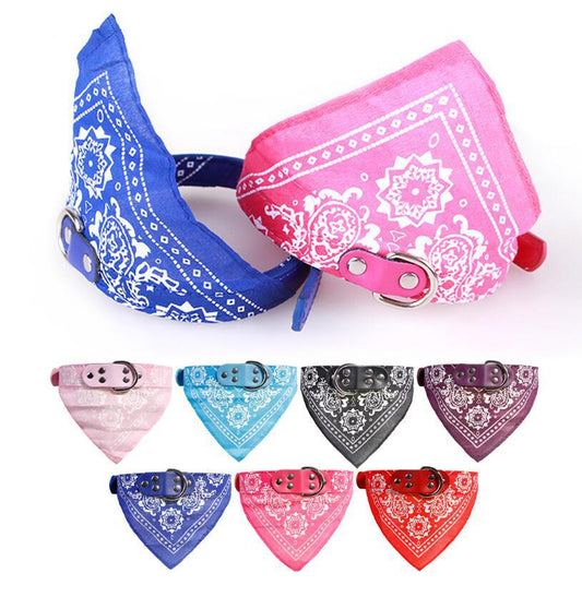 KFX-8424381 Triangle Printed Scarf Dog Towel Collar - Imitation Deerskin, Small Size